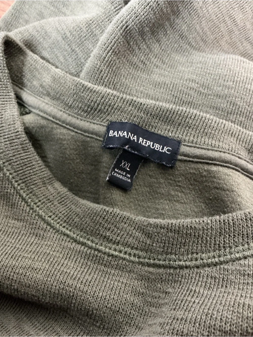 Banana Republic Men’s XXL Double Knit Crewneck Long Sleeve Shirt Olive Green